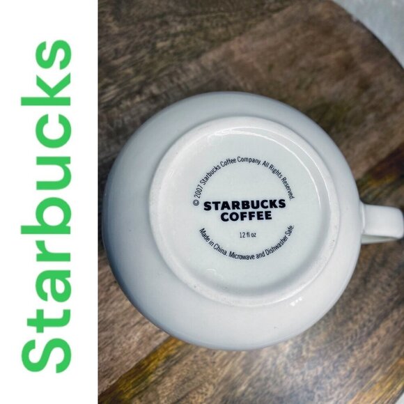 STARBUCKS 2007 Floral Ceramic 12 oz Mug Yellow White - Picture 5 of 8